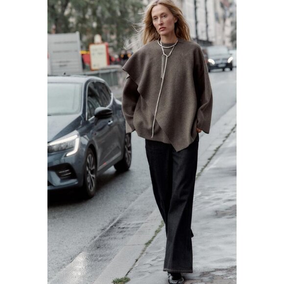 ZARA SHORT KNIT COAT WITH SCARF - Picture 2 of 7